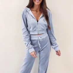 Indie Collection New Arrivals Paris Velour Zip Up