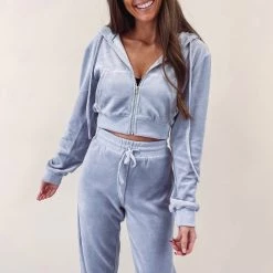 Indie Collection New Arrivals Paris Velour Zip Up