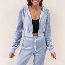 Indie Collection New Arrivals Paris Velour Zip Up