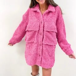 Indie Collection Pink Teddy Sherpa Coat