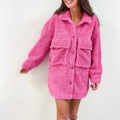 Indie Collection Pink Teddy Sherpa Coat