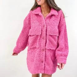 Indie Collection Pink Teddy Sherpa Coat