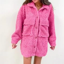 Indie Collection Pink Teddy Sherpa Coat