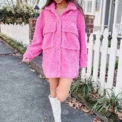 Indie Collection Pink Teddy Sherpa Coat