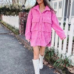 Indie Collection Pink Teddy Sherpa Coat
