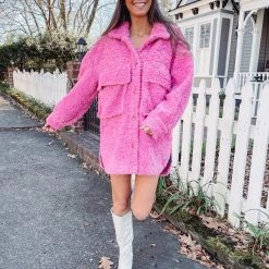Indie Collection Pink Teddy Sherpa Coat