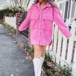 Indie Collection Pink Teddy Sherpa Coat