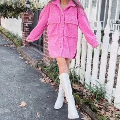Indie Collection Pink Teddy Sherpa Coat