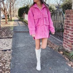 Indie Collection Pink Teddy Sherpa Coat