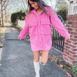 Indie Collection Pink Teddy Sherpa Coat