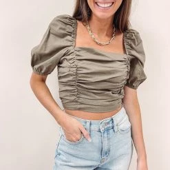 Indie Collection New Arrivals Avani Top - Olive