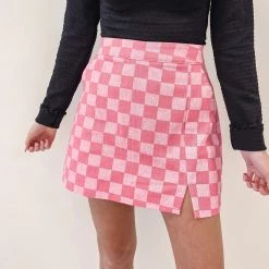 Indie Collection Checkered Pink Skirt