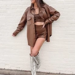 Indie Collection Ryan Faux Leather Shorts