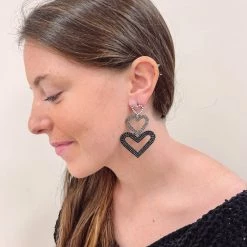 Indie Mae Jewelry The Double Heart Crystal Earrings