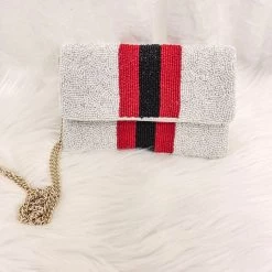Indie Collection Accessories Red/Black Beaded Crossbody/Clutch