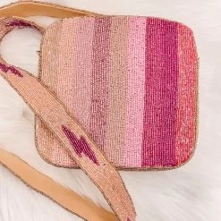 Indie Collection Pink Beaded Bolt Crossbody New Arrivals