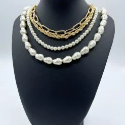 Indie Collection Chunky Pearl Layered Necklace