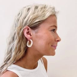 Indie Collection New Arrivals Double Pearl Hoops