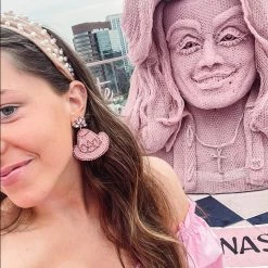 Indie Collection Pink Cowgirl Hat Earrings