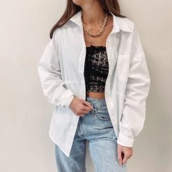 Indie Collection New Arrivals White Button Down