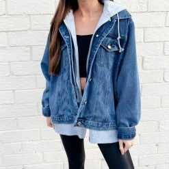 Indie Mae Oversized Hooded Denim Jacket Clothes