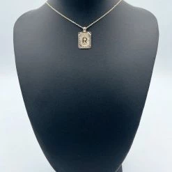 Indie Mae Jewelry Rectangle Initial Card Necklace