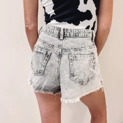 Indie Collection New Arrivals Grey Washed Denim Shorts