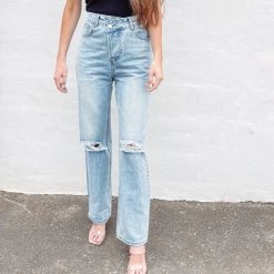 Indie Collection New Arrivals Asymmetric Distressed Jeans