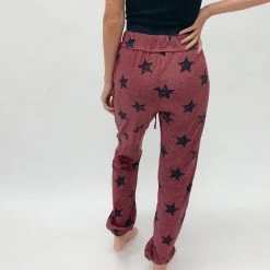 Indie Mae Clothes Burgundy Star Joggers