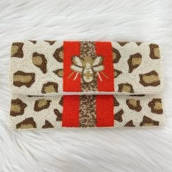Indie Collection New Arrivals Beaded Bee Cheetah Crossbody + Clutch