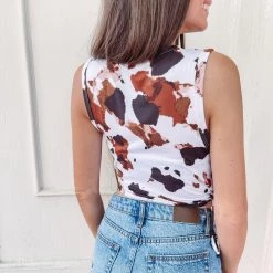 Indie Collection Cow Print Crop Top