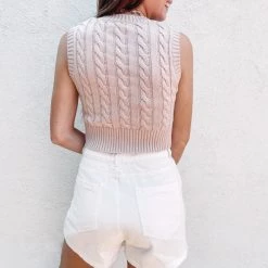 Indie Collection New Arrivals Taupe Sweater Vest