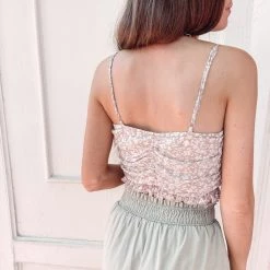 Indie Collection Clothes Ditsy Taupe Crop Top