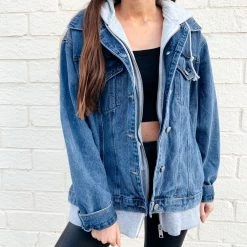 Indie Mae Oversized Hooded Denim Jacket Clothes