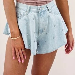 Indie Collection New Arrivals Rhinestone Flutter Shorts