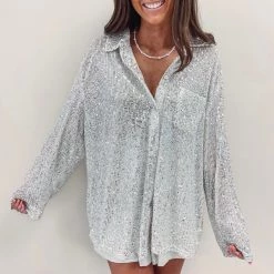 Indie Collection Sequin Shirt - Silver