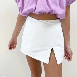 Indie Collection White Faux Leather Mini Skirt New Arrivals