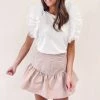 Indie Collection White Ruffle Sleeve Tee - Queen Of Sparkles New Arrivals