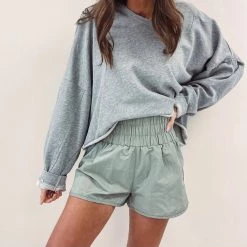 Indie Collection Smocked Athletic Shorts - Sage New Arrivals