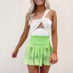 Indie Collection Neon Lime Cluster Swing Shorts - Queen Of Sparkles