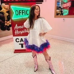 Indie Collection Feather Bottom Button Dress - Queen Of Sparkles