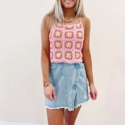 Indie Collection Pink Crochet Tank
