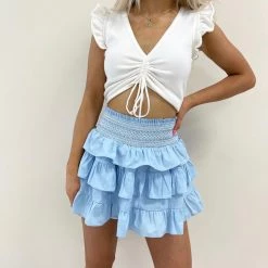 Indie Collection Natasha Ruffle Skirt - Blue