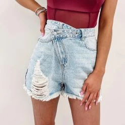Indie Collection Asymmetric Distressed Shorts