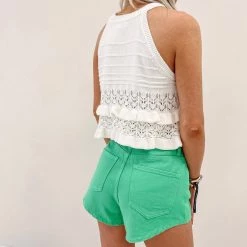 Indie Collection Green Denim Shorts New Arrivals