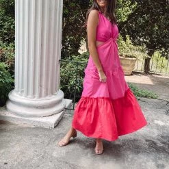 Indie Collection New Arrivals Fuchsia Maxi Dress