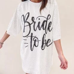Indie Collection New Arrivals Bride To Be Sequin Dress - White