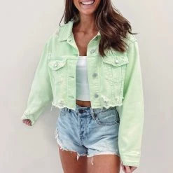 Indie Collection Lime Denim Jacket New Arrivals