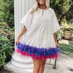 Indie Collection Feather Bottom Button Dress - Queen Of Sparkles