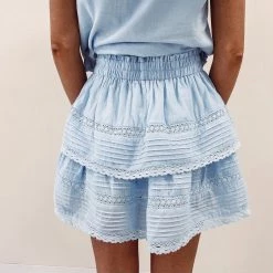 Indie Collection USA Collection Milan Ruffle Skirt - Blue